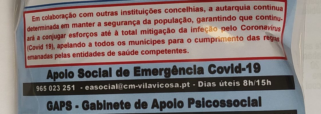 Oferta à população do concelho de Vila Viçosa de Kits com material de proteção, no Âmbito ...