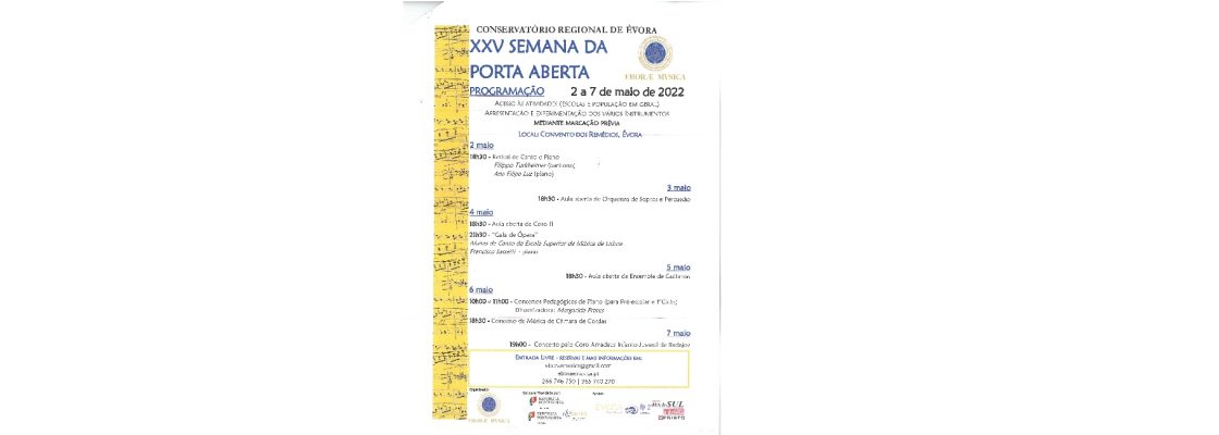 XXV Semana da Porta Aberta – 2 a 7 Maio 2022