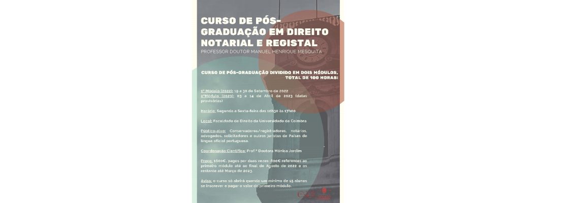 Curso de Pós-Graduação em Direito Notarial e Registal