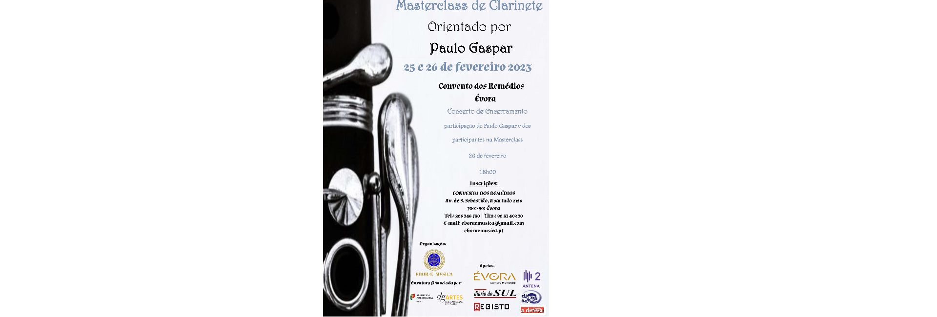 (Português) MasterClass de Clarinete – 25 e 26 de Fevereiro 2023