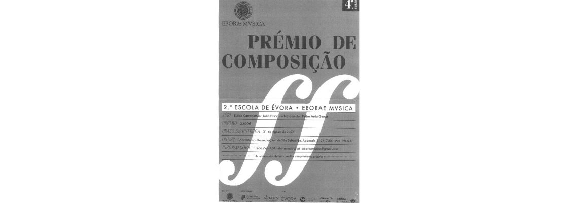 4ª Edição do Prémio de Composição – 2ª Escola de Évora Eborae Mvsica
