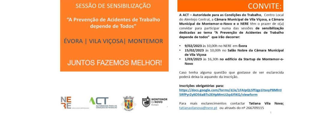 Sessão de Sensibilização  “A Prevenção de Acidentes de Trabalho depende de Todos” –...