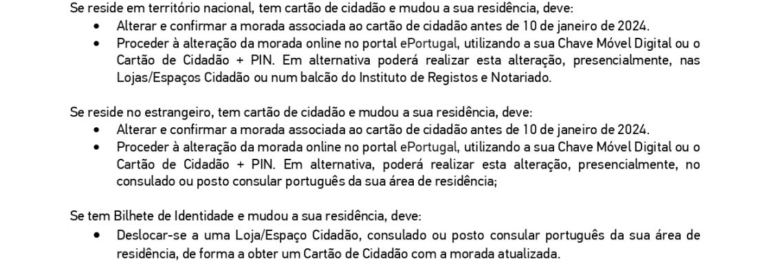 alteração de morada