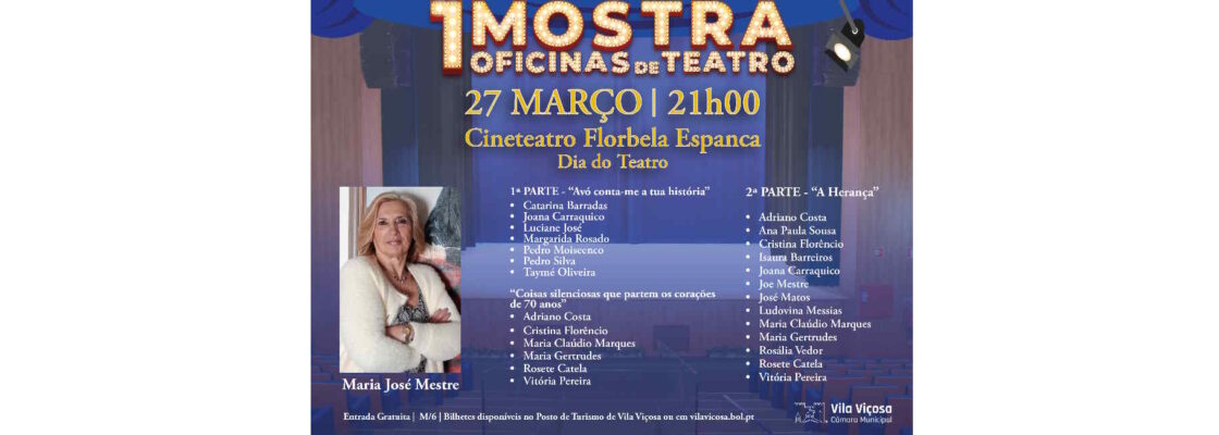 1ª Mostra Oficinas de Teatro – 27 de Março de 2026 (21:00h)